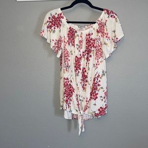 Floral Front Tie Shirt